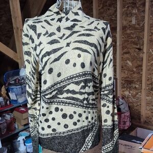 Pierri New York Black and Cream Cowl Neck Sweater